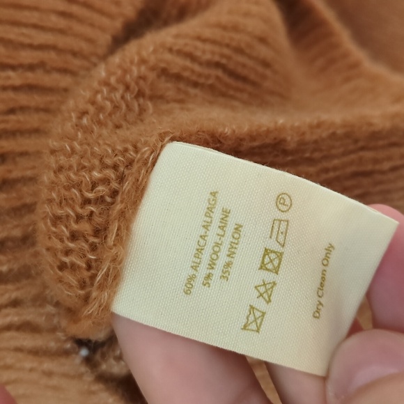 Free People Wool Alpaca Blend V Neck Slouchy Cozy Neutral Layering Pullover - Picture 6 of 8
